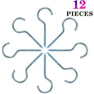 12PCS Blue Color Zinc Plated 3.55 Inch Open Eye Screw Metal Cup Hooks Round End